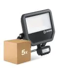 Voordeelpak 5x Ledvance LED Breedstraler Aluminium Zwart 41W 6000lm 100D - 840 Koel Wit | IP65 - Bewegings- en Lichtsensor - Symmetrisch